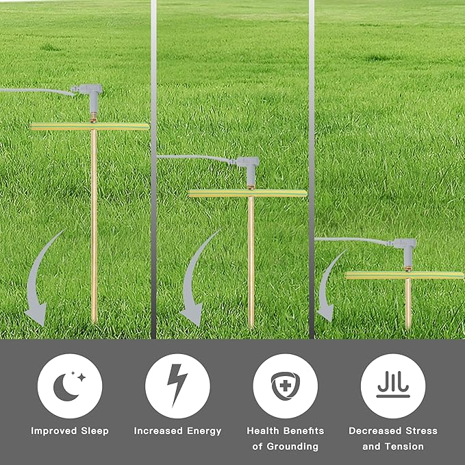 Copper Grounding Rod Kit - Ground Wires,Clamp,Wrench,T-Handle-Portable Ground Rod for Earthing,Ground Rod Clamp for Electric Fence,Grounding Mats, Sheets, Pillowcases, Blankets
