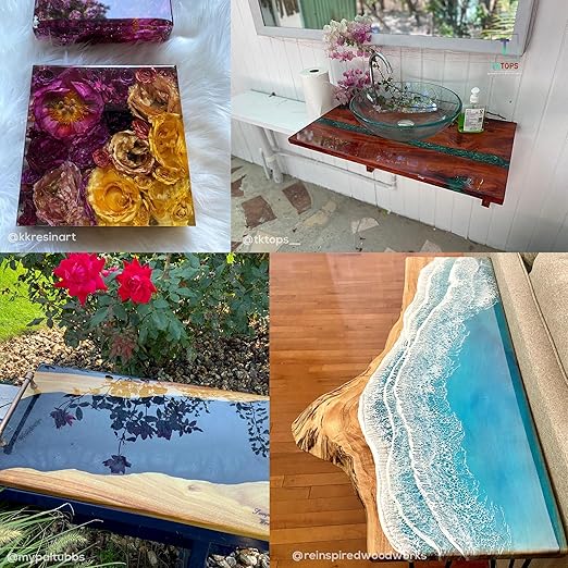 Superclear Table Top Epoxy Resin, 10 Gallon Mega Pack Epoxy Kit - Certified Food Grade 1:1 Protective Epoxy Resin for River Tables, Live Edge Tables, Bar Tops, Countertops - DIY Friendly