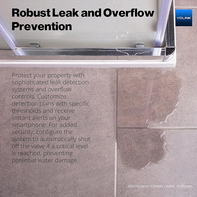 NSF Certified YoLink FlowSmart All-in-One Smart Water Meter & Auto Shutoff for 1/2" Pipes, LoRa Long-Range, Real-Time Leak Detection, 10-Year Battery, 80+ Device Ecosystem, Hub Required