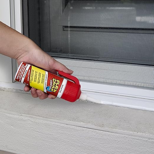 Flex Caulk, Waterproof & Weatherproof Hybrid Polymer Sealant, Strong, Paintable, Indoor, Outdoor, Bath, Shower, Sink, Window, Baseboards, Door, RV, Roof, Wood, Auto & Marine, Clear, 3 oz, 1-Pack