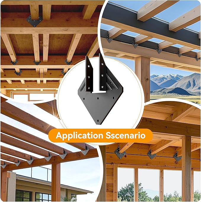 20pcs Black Hurricane Ties for Rafter 13-Gauge Hurricane Straps Fit 2x4, Heavy Duty Rafter Ties Brackets for Roofing Trusses Wood Timber, Joist Hangers Truss Rafter, Hot Dip Galvanized Powder Coating