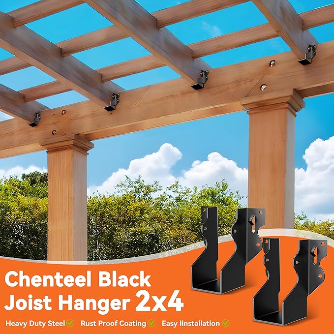 20 Pcs Black 2x4 Joist Hanger,LU24 18 Gauge Double Shear Face Mount Joist Hanger,Hurricane Ties for Rafters Tie Brackets Great for Floor Deck and Ceiling Joists