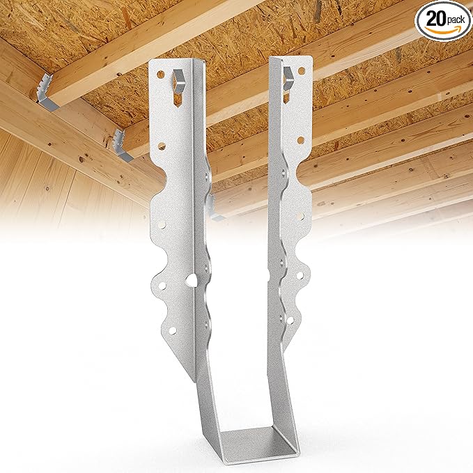 20pcs 2x10 Joist Hanger,LU210 20 Gauge Galvanizing Face Mount Joist Hangers for Wood,Hurricane Tie for Rafter Fits Truss Connectors,Rafter Hangers 2x10 Great for Floor Deck and Ceiling Joists