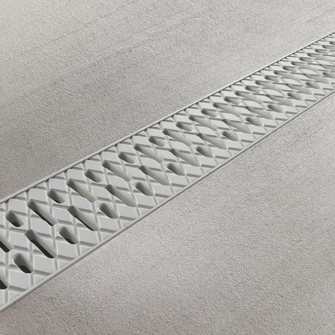 Vodaland - 4 Inch Trench Drain System with Grate - Ivory Color - Easy 2 Channel (5)