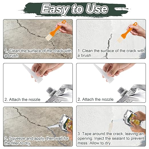 Oriflame Concrete Crack Filler: Self-Leveling Cement Crack Filler - High Elasticity & Weather-Resistant Waterproof Repair Sealant for Driveway/Walkway/Patio/Joint/Outdoor/Indoor - Grey (500ML 2 PCS)