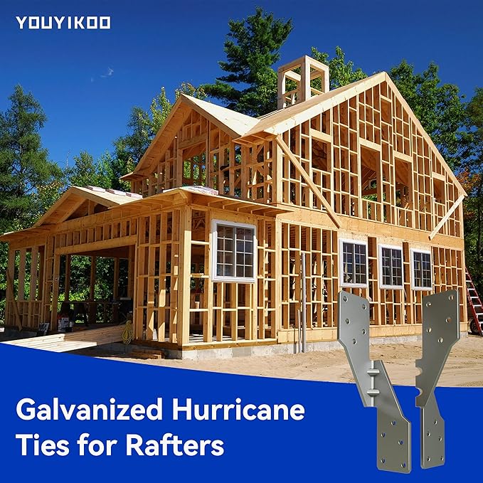 50Pcs Hurricane Straps Tie Brackets, H2.5A Right Tie 18-Gauge Galvanized Hurricane Tie Heavy Duty Hurricane Straps/Rafters Ties for Wood