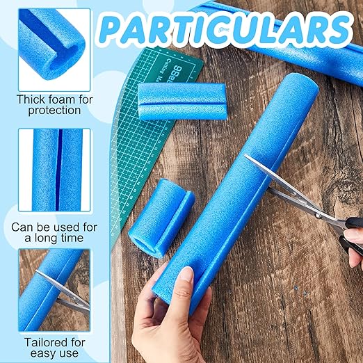 Treela 8 Pieces Clamp Foam Tube 40" Length 1" Id 1.8" OD Pre Cut Tube Cover Foam Pipe Insulation Clamp on Noodles for Padding or Bumper Corner Edge Protection(Blue)