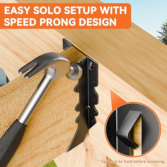 50 Pcs Black 2x10 Joist Hanger,LU210 18 Gauge Double Shear Face Mount Joist Hanger,Hurricane Ties for Rafters Tie Brackets Great for Floor Deck and Ceiling Joists