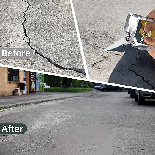 Oriflame Concrete Crack Filler: Self-Leveling Cement Crack Filler - High Elasticity & Weather-Resistant Waterproof Repair Sealant for Driveway/Walkway/Patio/Joint/Outdoor/Indoor - Grey (500ML 2 PCS)