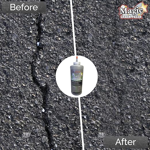 Magic Crack Filler 2.5LB Asphalt Black, for Filling in Cracks on Asphalt Driveways and Roads. Installs Easily Dry Granular No Mess and DIY (Black, 1)