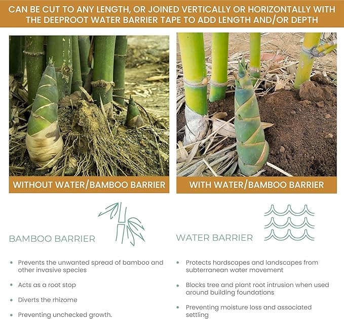 DeepRoot Water Barrier, Versatile Bamboo Barrier, Easy-to-Install Garden Barrier for Landscaping and Protection, Durable, Flexible, 30" x 100' Roll-30 mil Thickness, Black (WB 30/30-100)