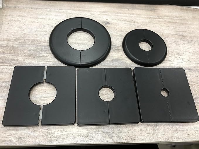 2 Pcs Wall Split Flange, ABS Round Self-Adhesive Escutcheon Plate Buckles Design for 0.86"/22mm Diameter Pipe