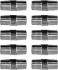 PIPE DÉCOR 1/2” x 2” Malleable Cast Iron Pipe Nipple, Pre Cut Connectors, Industrial Steel Grey Fits Standard Half Inch Black Threaded Pipes Nipples and Fittings, Build Vintage DIY Furniture, 10 Pack
