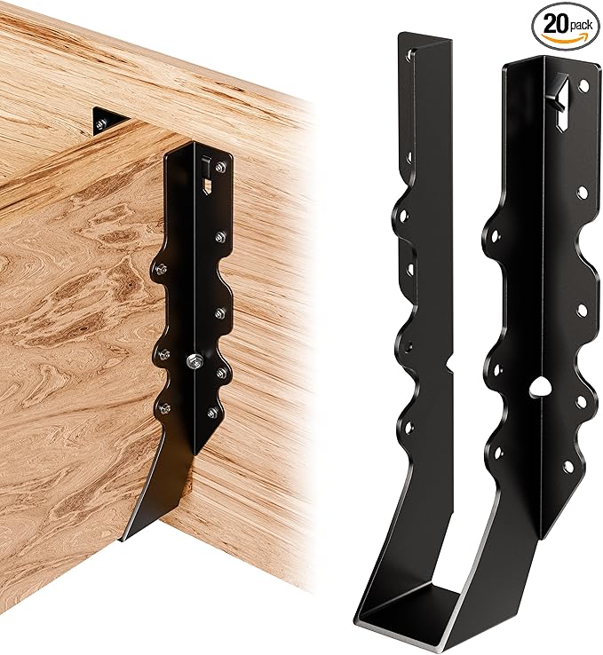20 Pcs Black Joist Hangers 2X10, Rafter Brackets , Hurricane Straps for 2x10 Face Mount Joist Hangers 2X10 for Shed/Barn/Coop/Porch/Truss, Structurally Sound and Aesthetically Pleasing