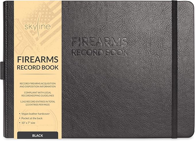 Skyline Firearms Acquisition & Disposition Record Book – Hardcover Gun Log Book for Firearm Dealers & Personal Use – Log Book for Receipt & Disposition Records, 10x7″(Black)