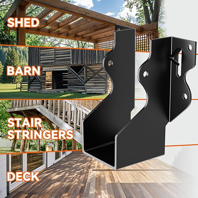 20 Pcs 2x4 Joist Hangers Black, Face Mount Joist Hangers 2x4 Deck, Rafter Brackets, Hurricane Ties Brackets for Shed/Barn/Coop/Porch/Fence, Structurally Sound and Aesthetically Pleasing
