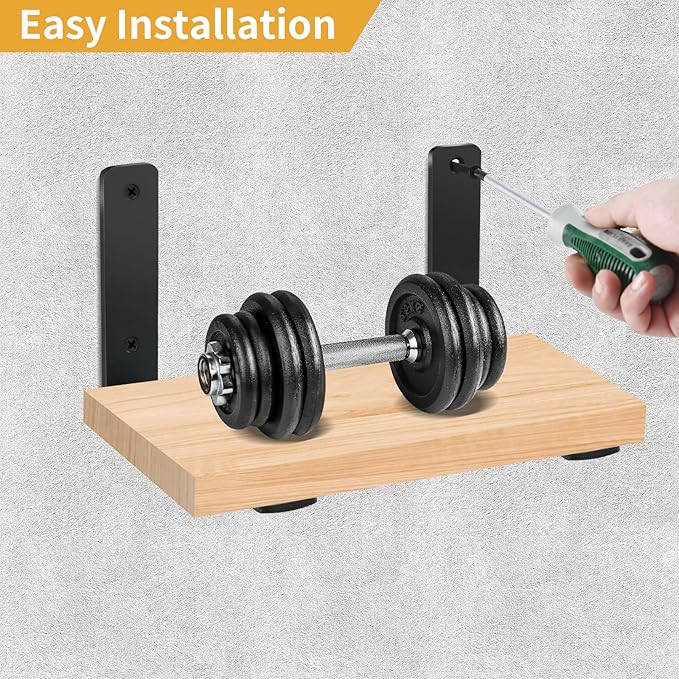8 Pack - L 5" x H 4" x W1.5, 5mm Thick Black L Shelf Bracket, Iron Shelf Brackets, Metal Shelf Brackets, Floating Shelf, Shelf Supports with Screws