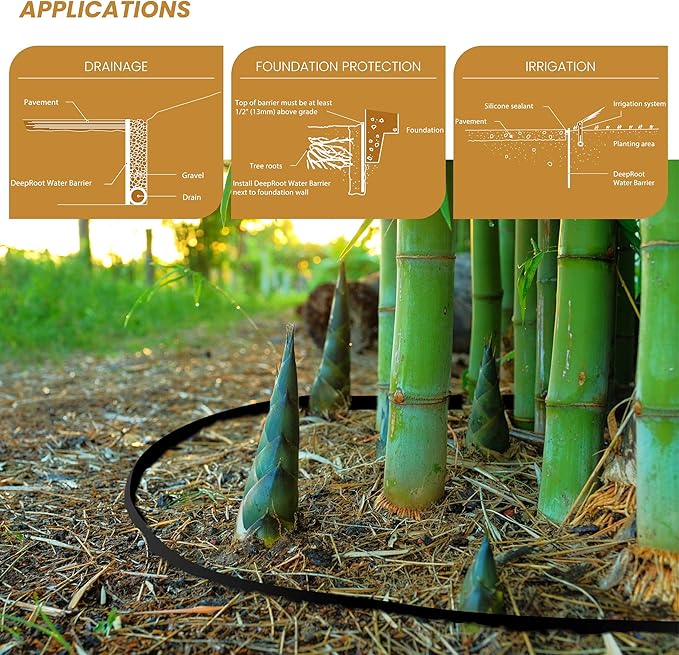 DeepRoot Water Barrier, Versatile Bamboo Barrier, Easy-to-Install Garden Barrier for Landscaping and Protection, Durable, Flexible, 30" x 300' Roll-30 mil Thickness, Black (WB 30/30)