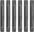 PIPE DÉCOR 1/2” x 9” Malleable Cast Iron Pipe Nipple, Pre-Cut Connectors, Industrial Steel Grey Fits Standard Half Inch Black Threaded Pipes Nipples and Fittings, Build Vintage DIY Furniture, 6 Pack