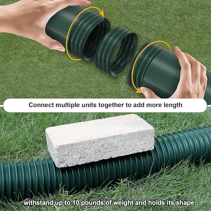 2 Pack Rain Gutter Downspout Extensions, Flexible Downspout Extender with 58"+68" Extendable Pipes for Rain Water Drainage, Durable Down Spout Drain Extension with Connector (Green)