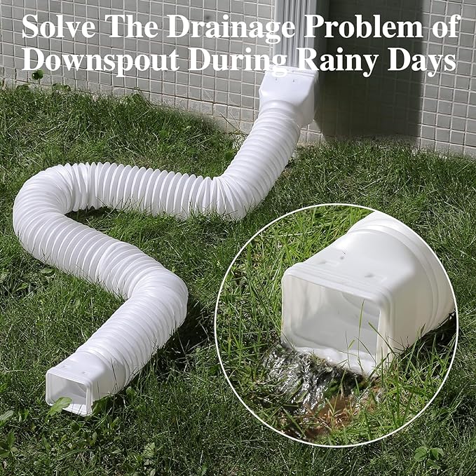 Flexible Gutter Downspout Extensions, Connectable Downspout Extender with 58"+ 67" Extendable Pipe, Thickened Down spout Drain Extension for Rainwater Drainage(2 Pack, White)