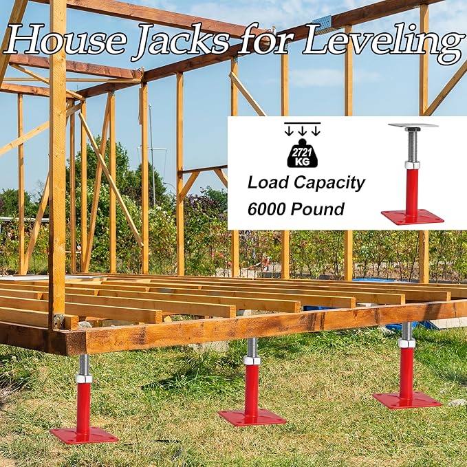 House Jacks for Leveling, 5-8" Mini Screw Jack Adjustable Deck Supports, Floor Joist Support Jack Stands, House Leveling Jacks for Floor, Post, Deck Foundation, Porch, Roof, Staircase