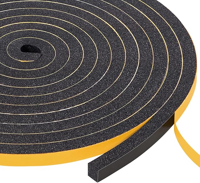 Yotache Foam Weather Stripping 1/4" W X 1/4" T, New Adhesive Craft, Insulation Soundproofing Strips Tape Gasket Seal for Door Frame and Window, Sliding Door Jamb, 16.5 Ft Length
