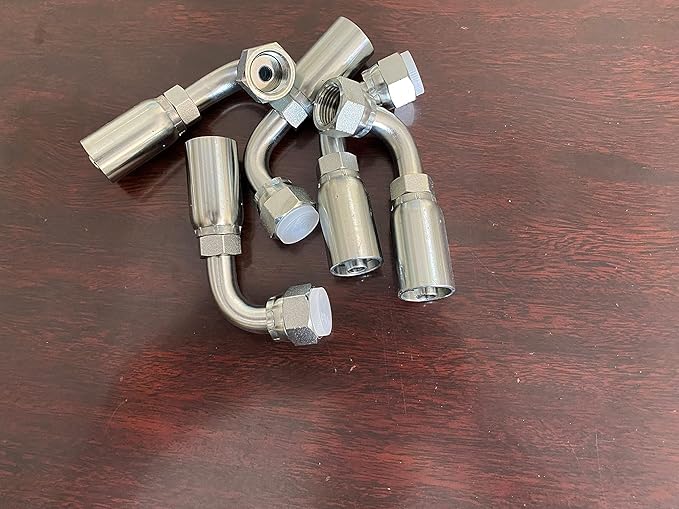 3/8" Female Flat Face Swivel 3/8" Hose WITH A 90 Elbow fitting 5 PK 06UA26 HY