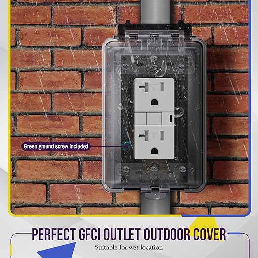 ENERLITES Weatherproof Outlet Box with Three 3/4-in Threaded Outlets, Outdoor Electrical Box, 3 Holes 0.75” Each, 1-Gang, 4.57” Height x 2.83” Length x 2.05” Depth, EN1375