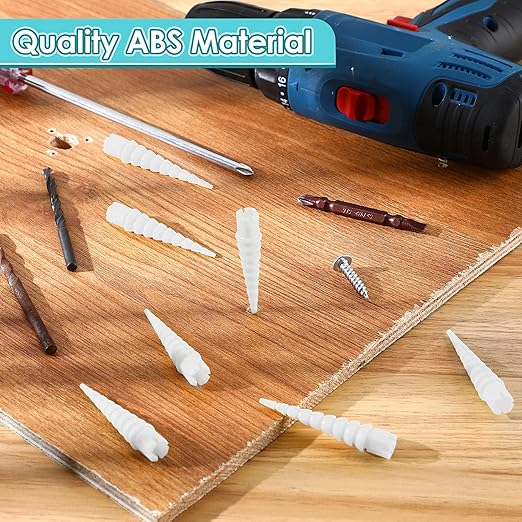 10 Pcs Wood Anchor, Stripped Screw Hole Repair Kit for Wood, Door, Fixing Stripped Screw Holes, Fits Wood Screws Sizes #2 to #16(White)