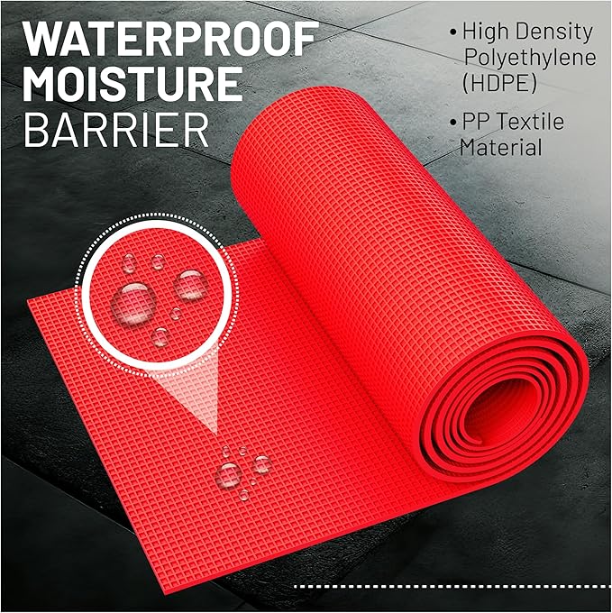 Uncoupling Membrane for Tile- Waterproof Anti-Fracture Underlayment for Shower Floor, Bathroom Tile, Stone & Concrete - Crack Isolation Mat for Tile Installation