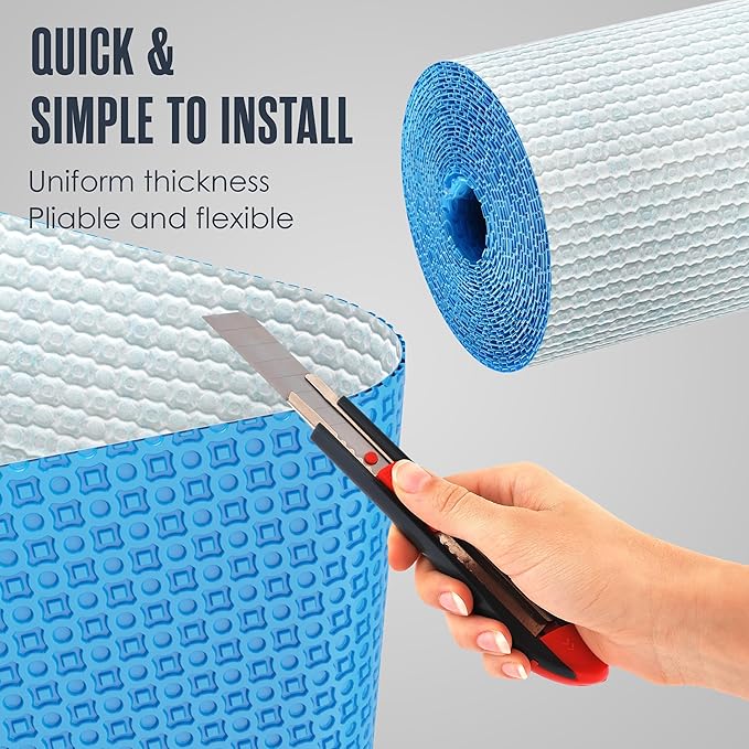 Houseables Uncoupling Membrane, Tile Underlayment, Tile Membrane, Flooring Underlayment, for Floor, Decoupling, Anti Fracture, Waterproof, Anti Crack, Vapor, 1/8" Thick, 3.3 ft x 32.8 ft / 108 Sq Ft