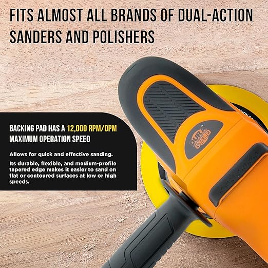 Dura-Gold Pro Series 6" Hook & Loop DA Backing Plate Pad, 6 Hole Pattern Dustless - 14mm Thick Medium Profile Edge, Dual-Action Random Orbital Sanding Pad, Sander Polisher Auto Woodworking Sandpaper