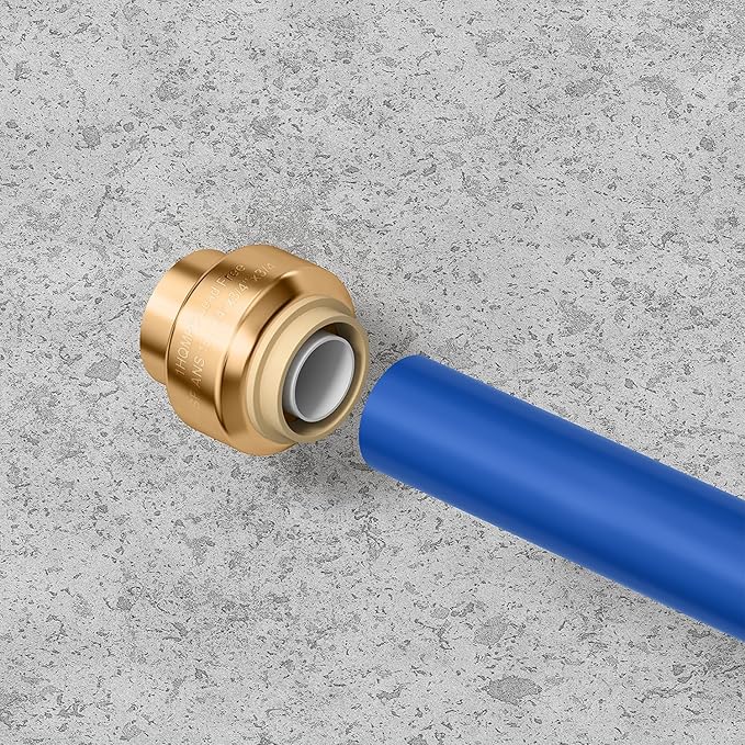 HQMPC 1/2" Push Fit PEX End Cap, Push-to-Connect Brass Plumbing Fittings No Lead Brass Plumbing Fittings with Disconnect Clip for Copper, CPVC 2Pcs