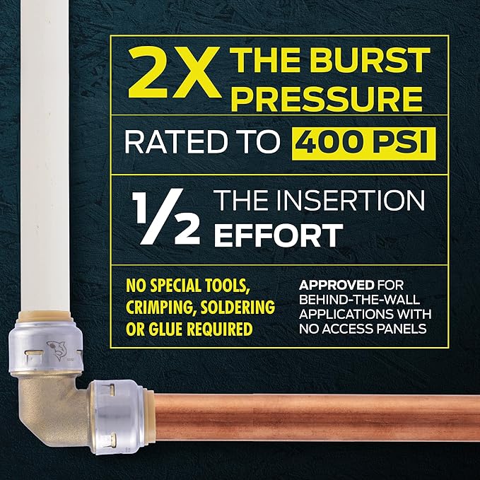 SharkBite Max 1 x 1 Inch Ball Valve with FNPT Connector, Push to Connect, PEX Pipe, Copper, CPVC, PE-RT, HDPE, UR22187