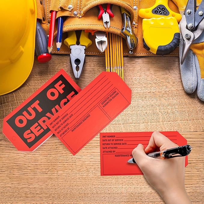 90Sets Out of Service Tags with Adjustable Zip Ties Repair Label for Machine Equipment Inspection Maintenance 5.51 X 2.76inch Red