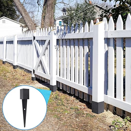 1 Pcs 4"x4" Fence Post Anchor Ground Spike 22"(Actual 3.6"x3.6") Heavy Duty Metal Fence Post Anchor with Black Powder-Coated for Deck,Fence,Porch,Railing,Mailbox