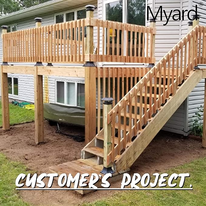 Myard PNP114040 4x4 Post Base Cover (Actual 3.5x3.5 Inches) Post Skirt Flange with Stainless Steel Screws, Post Bracket for Deck Porch Handrail Railing Support Trim Post Anchor (Qty 1, Black)