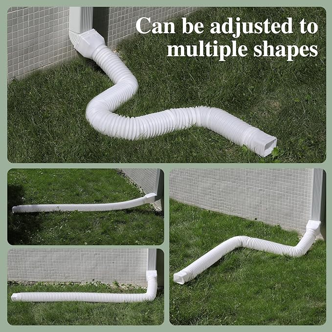 Flexible Gutter Downspout Extensions, Connectable Downspout Extender with 58"+ 67" Extendable Pipe, Thickened Down spout Drain Extension for Rainwater Drainage(2 Pack, White)