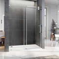 56-60 Inch x 80 Inch Sliding Frameless Shower Door, 3/8" Tempered Glass with Easy-Cleaning Coating, Stainless Steel Rollers & SGCC-Certified Stability, Brushed Nickel
