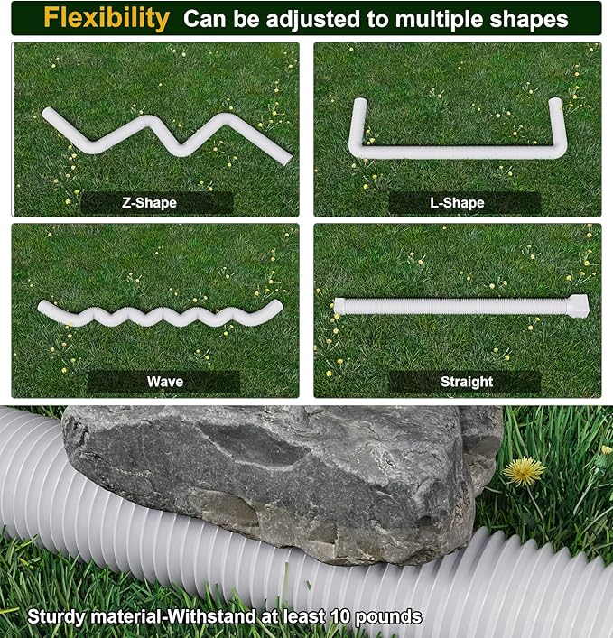 Rain Gutter Downspout Extensions, Downspout Extender for Rainwater Drainage Flexible, Extendable 58"+66" Down Spout Drain Extension Pipes (2 Pack, White)