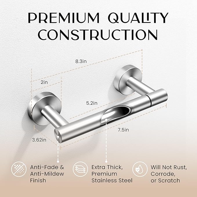 Day Moon™ Brushed Nickel Toilet Paper Holder - Wall Mount Modern Roll Holder for Bathroom
