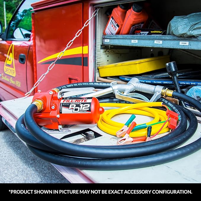Fill-Rite RD1212NH 12V 12 GPM Portable Fuel Transfer Pump w/Discharge Hose, Manual Nozzle, Power Cable, & Suction Hose