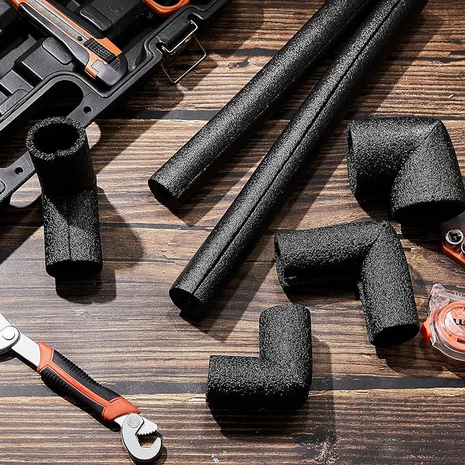8 Pack Elbow Pipe Insulation Foam Tube Outdoor Wrap Black Pipe Covers Elbow Insulation Tubing Water Foam Covers for Outdoor Winter Irrigation, Sprinkler (3/4 Inch)