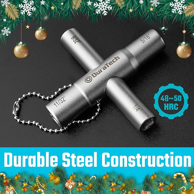 DURATECH 4 Way Sillcock Key Set, 1/4", 9/32", 5/16", 11/32", 2-Pack, for Valve, Faucet, and Spigots
