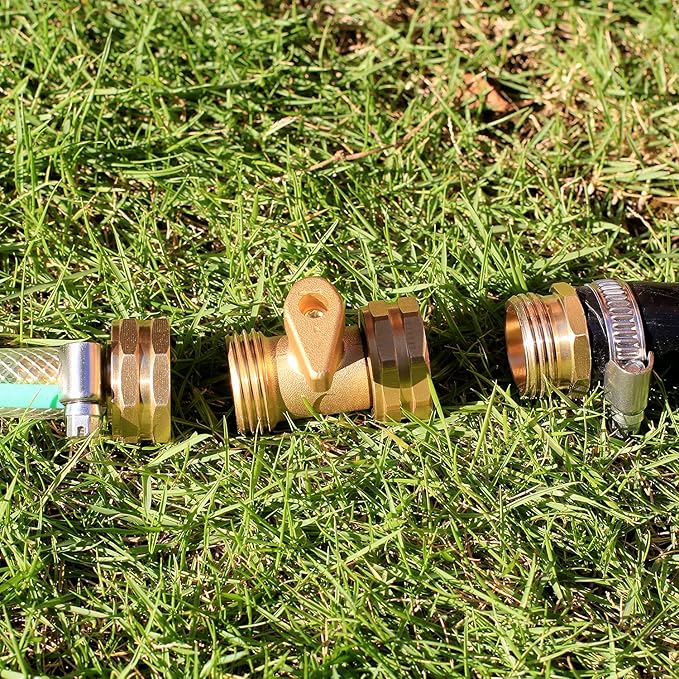 Solid Brass Garden Hose Repair kit Connector with Stainless Steel Clamps, Male Adapter/Female Garden Hose Swivel Fitting… (5/8" Barb x 3/4" Female -2 Sets)