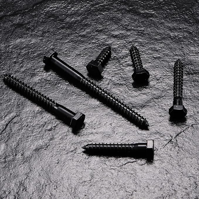 1/2" x 5" Hex Head Lag Screws Bolts 20Pcs 304 Stainless Steel 18-8, Partial Thread, Hexagon Head Wood Screws by Black Oxide by SG TZH