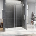 56-60 Inch x 80 Inch Sliding Frameless Shower Door, 3/8" Tempered Glass with Easy-Cleaning Coating, Stainless Steel Rollers & SGCC-Certified Stability, Bright Chrome