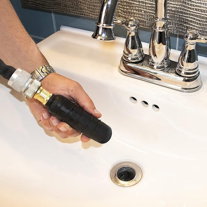 DrainX Hydro Pressure Drain Cleaning Bladder - Fits 1" to 3" Drain Pipes - Unclogs Stubborn Blockages in Bathroom Sinks, Shower Drains, Bathtubs, Plumbing Pipes