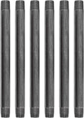 PIPE DÉCOR 1/2” x 10” Malleable Cast Iron Pipe Nipple, Pre Cut Connectors, Industrial Steel Grey Fits Standard Half Inch Black Threaded Pipes Nipples and Fittings, Build Vintage DIY Furniture, 6 Pack